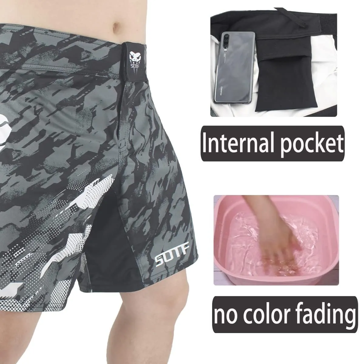 SOTF Boxing Shorts for Men Training Fight Shorts Men MMA BJJ Shorts No Gi
