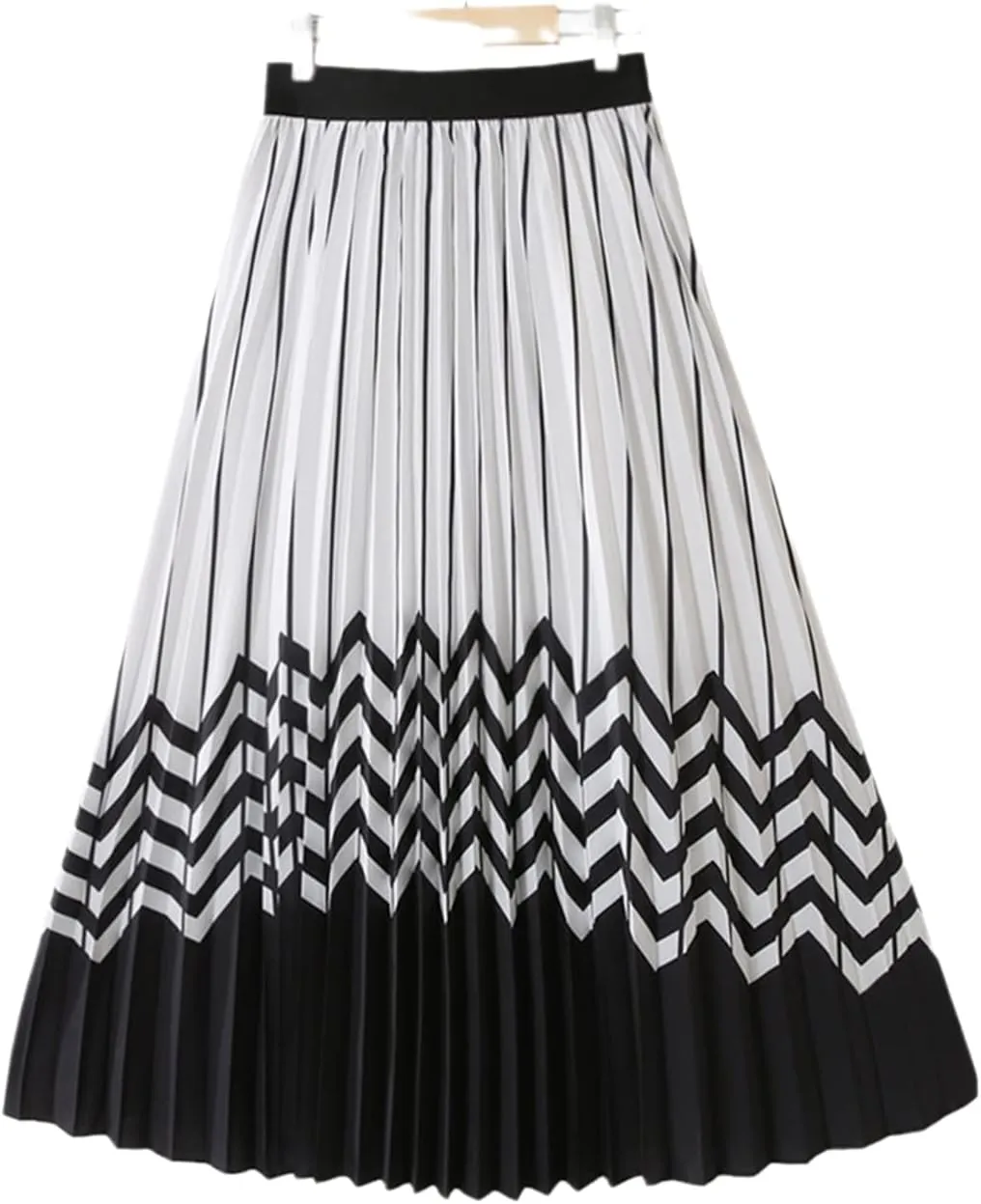 Spring Summer Women Korean Fashion Black Stripes Aesthetic High Waist Midi Long Pleated A Line Skirt Female SBTW One Size