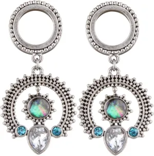 Stainless Steel Gauges Dangle, Piercing Jewelry Round with Water Drop Pendant Ear Stretcher Piercings Jewelry