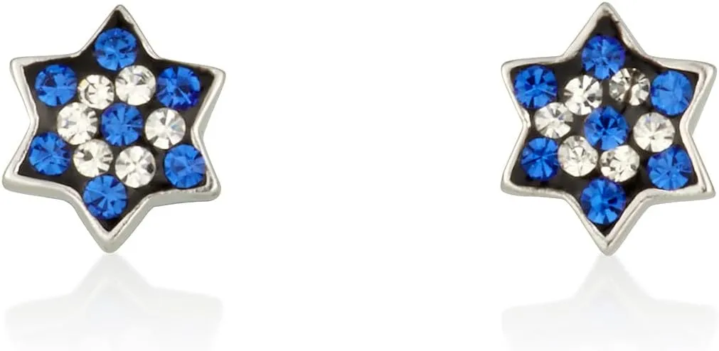 Star of David Earrings, 925 Sterling Silver, Israeli Made Jewelry, Jewish Jewelry for Women, Holy Land Souvenirs, Kabbalah Jewelry, Blessings Rare Gifts from Israel, Hebrew