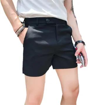 Summer Solid Side Split Shorts Men Simple All Match Slim Fit Casual Streetwear Short Black Gray