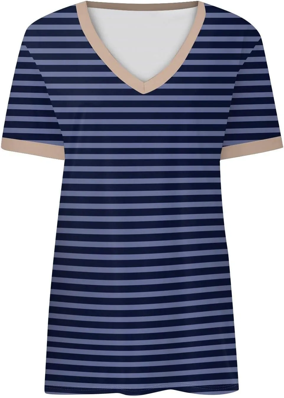 Summer Tops for Women 2024 Casual Trendy Short Sleeve Striped Color Block Blouses Soft Comfy Office Work T Shirts