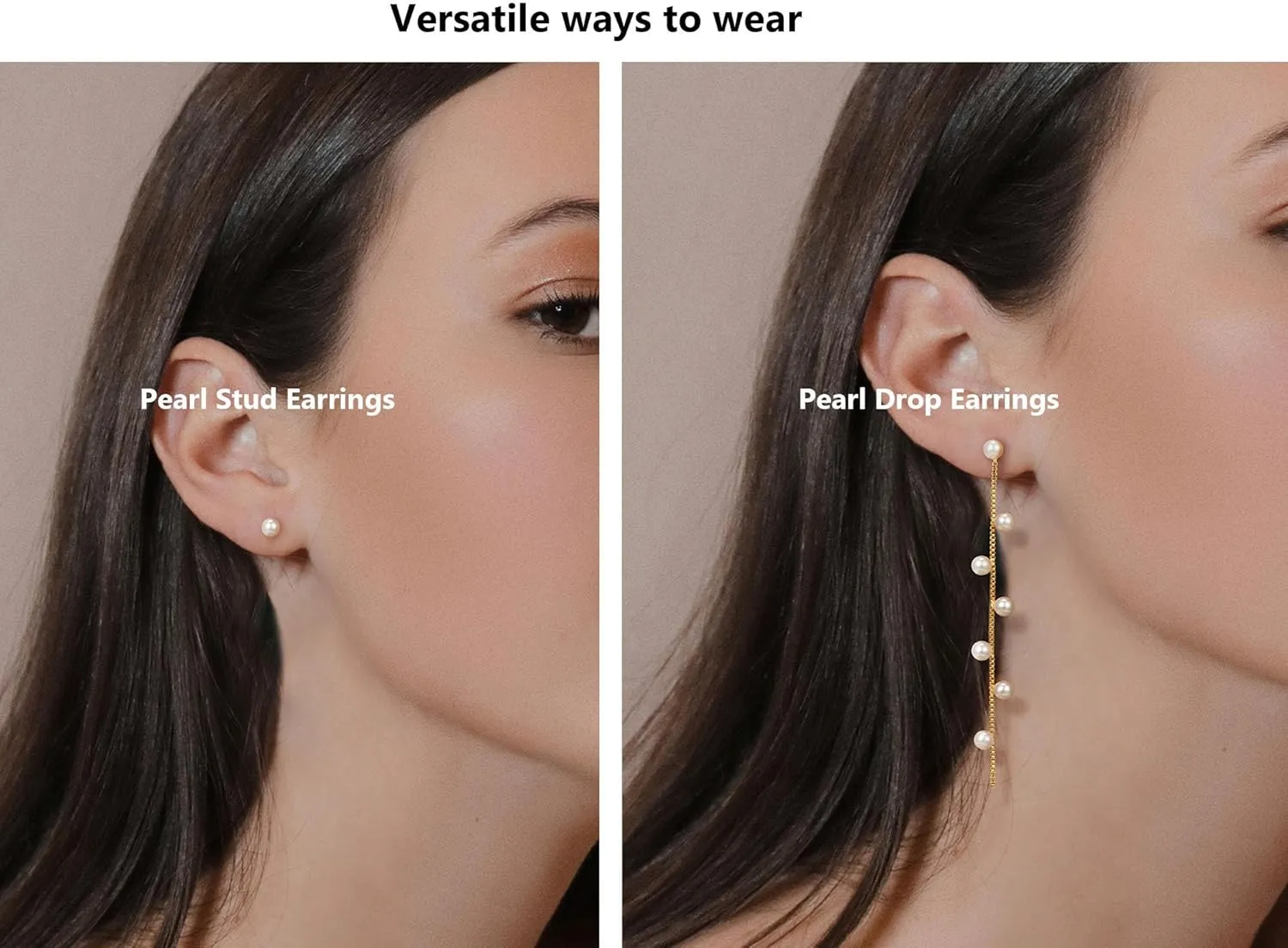 SWEETV 14K Gold Plated Long Pearl Drop Dangle Earrings for Women, Tassel Chain Baroque Pearl Wedding Bridal Earrings for Brides Bridesmaids, Prom Jewelry Gifts