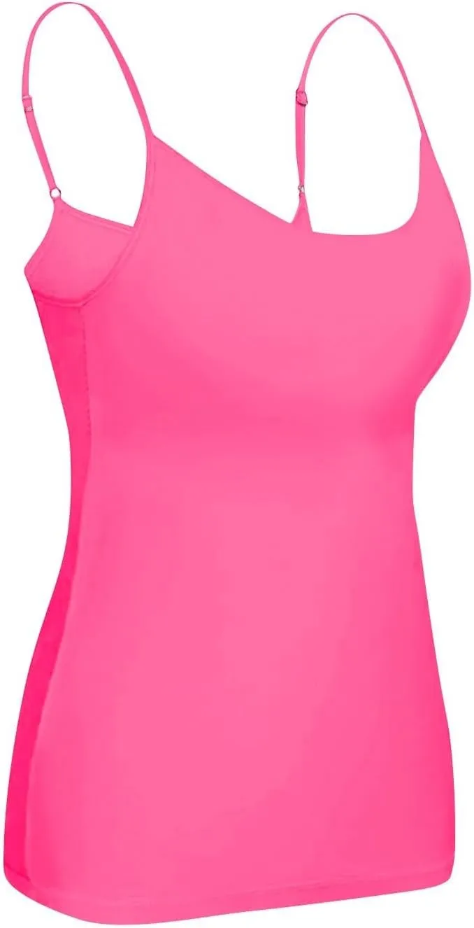 Tank Top with Built in Bra for Women Plus Size Tank Tops Spaghetti Strap Adjustable Scoop Neck Padded Workout Tanks