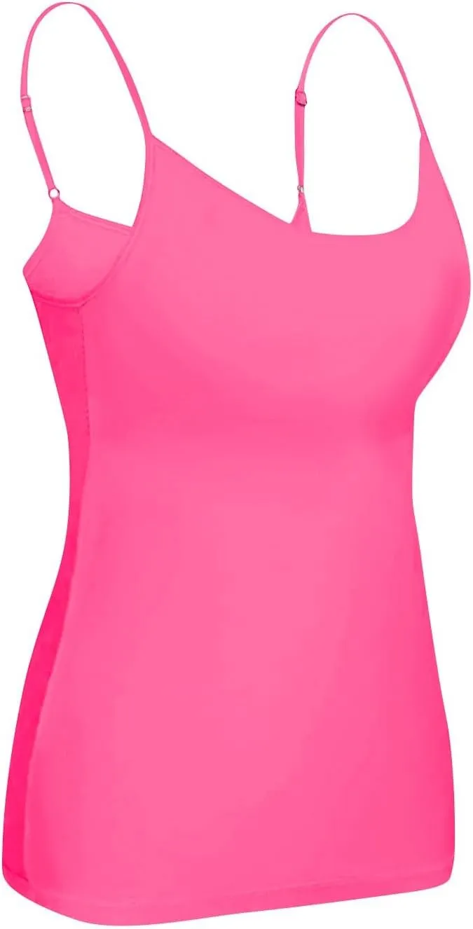 Tank Top with Built in Bra for Women Plus Size Tank Tops Spaghetti Strap Adjustable Scoop Neck Padded Workout Tanks