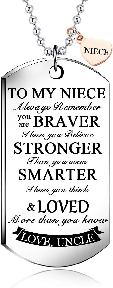 To My Niece Pendant Necklace Jewelry Encouragement Gift from uncle Inspirational Gifts For niece Jewelry