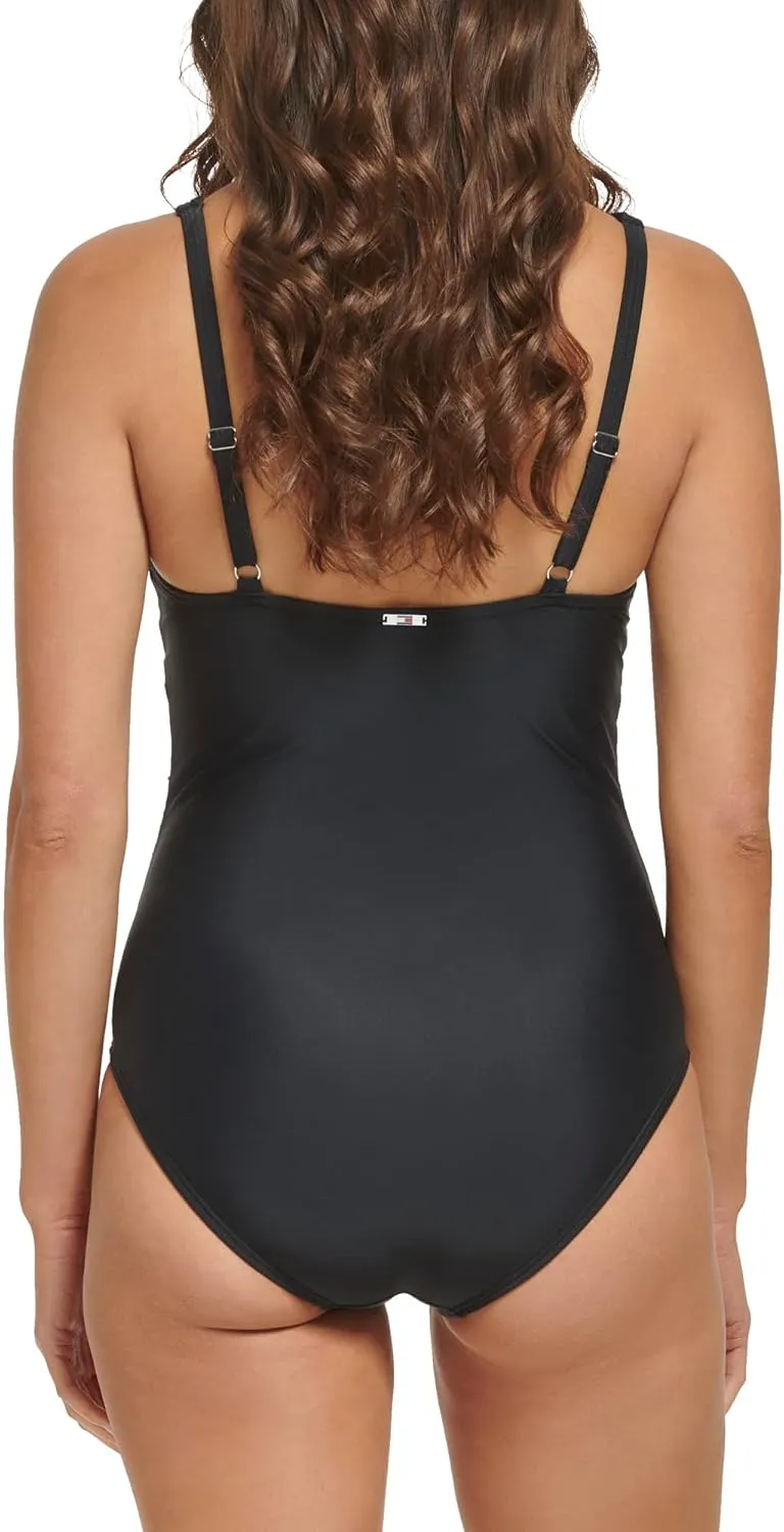 Tommy Hilfiger Women's One Piece Keyhole Ring Detail Swimsuit