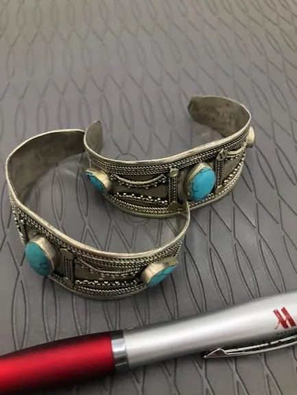 Tribal Vintage Stones Slim Bracelet, Boho Bracelet, Kuchi Handmade, Tribal Jewelry, Old, Vintage Costume Jewelry