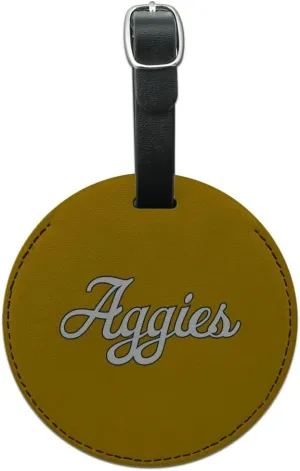 UC Davis Secondary Logo Round Leather Luggage Card Suitcase Carry-On ID Tag