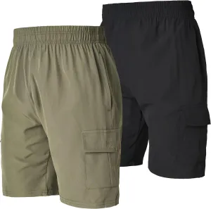 Ultra Performance Men's Nylon Cargo Short's- 2 Pack Mens Golf & Hiking Stretch Shorts with Pockets Quick Dry Short for Men