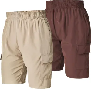 Ultra Performance Men's Nylon Cargo Short's- 2 Pack Mens Golf & Hiking Stretch Shorts with Pockets Quick Dry Short for Men