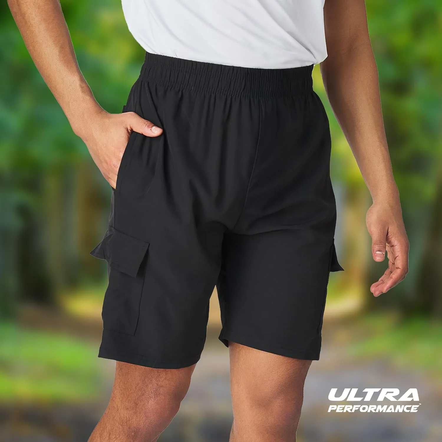 Ultra Performance Men's Nylon Cargo Short's- 2 Pack Mens Golf & Hiking Stretch Shorts with Pockets Quick Dry Short for Men