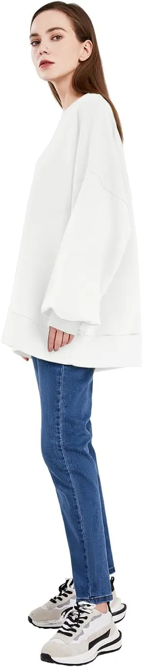 utcoco Womens Oversized Sweatshirts Long Sleeve Crewneck Loose Fit Casual Solid Pullover Tops