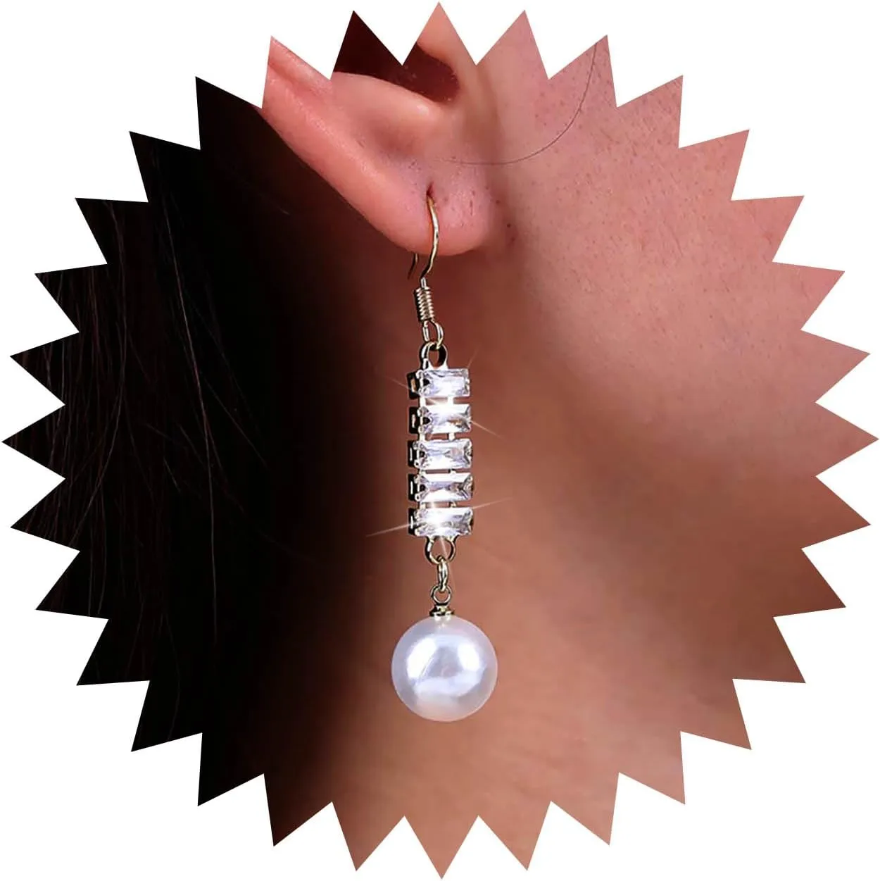 Vintage Crystal Pearl Earrings Gold Pearl Drop Earrings Pearl Rhinestone Earrings Long Cz Pearl Dangle Earrings Jewelry for Women and Girls