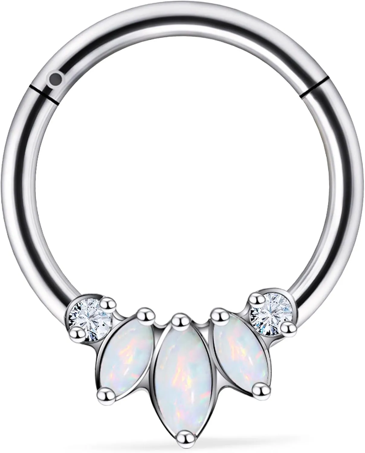 Vsnnsns G23 Titanium Septum Rings 16G 18G 20G Daith Piercing Jewelry Clicker Septum Jewelry CZ Opal Septum Rings Daith Earrings Piercing Jewelry Hoops For Women Men