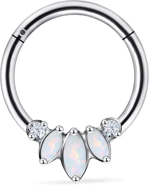 Vsnnsns G23 Titanium Septum Rings 16G 18G 20G Daith Piercing Jewelry Clicker Septum Jewelry CZ Opal Septum Rings Daith Earrings Piercing Jewelry Hoops For Women Men