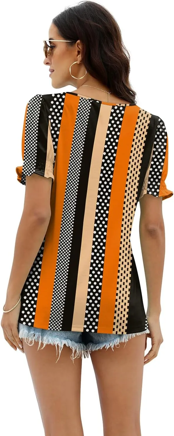 WEESO Womens Summer Tops 2025 Trendy Square Neck Blouses Short Puff Sleeve Shirts