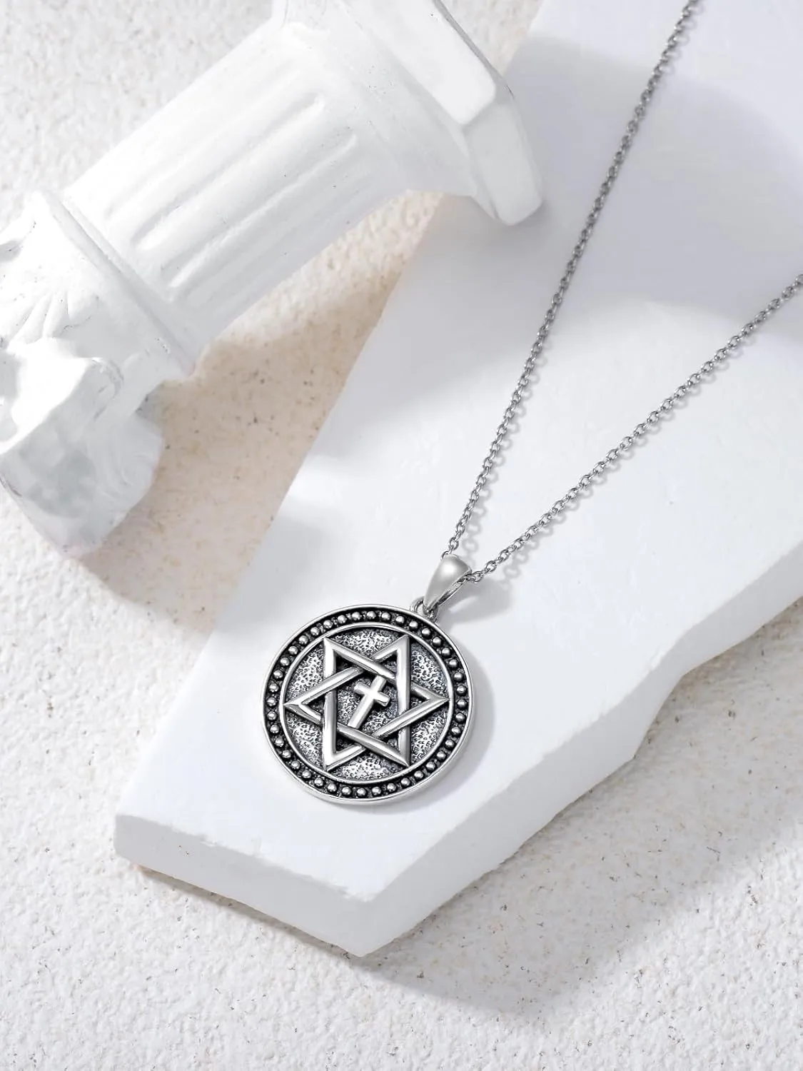 Wiccan Jewelry Sterling Silver Irish Jewelry Witches Knot/Pentagram/Scottish Thistle/Star of David/Eye of Horus/Raven Witch Protection Pendant Viking Jewelry Gifts for Women
