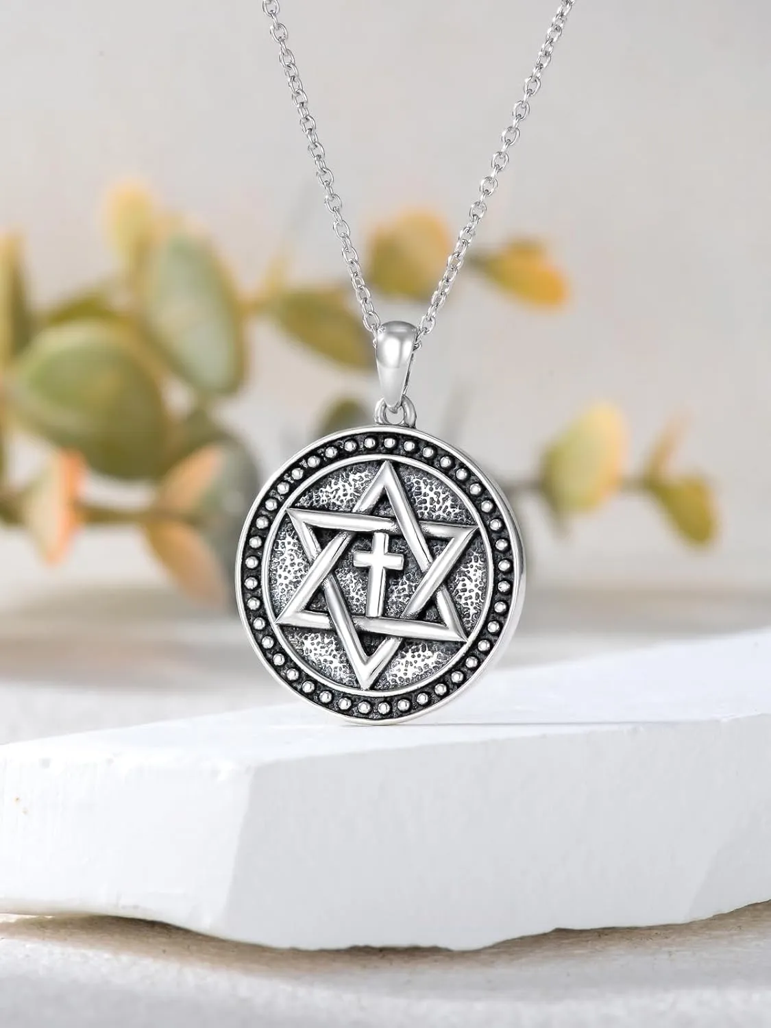 Wiccan Jewelry Sterling Silver Irish Jewelry Witches Knot/Pentagram/Scottish Thistle/Star of David/Eye of Horus/Raven Witch Protection Pendant Viking Jewelry Gifts for Women
