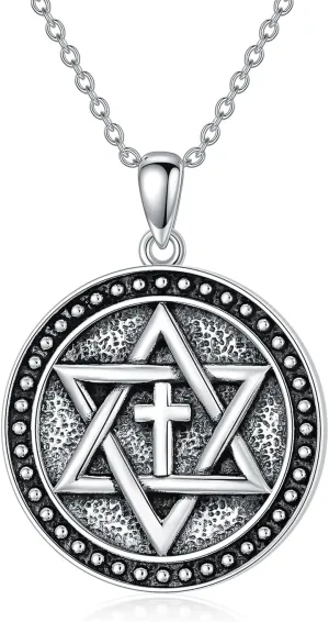 Wiccan Jewelry Sterling Silver Irish Jewelry Witches Knot/Pentagram/Scottish Thistle/Star of David/Eye of Horus/Raven Witch Protection Pendant Viking Jewelry Gifts for Women