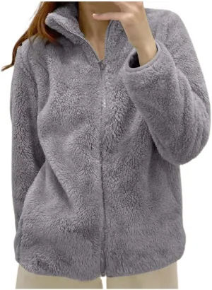 Winter Coats for Women Fuzzy Fleece Jacket Zip up Fuzzy Casual Coats Fashion Winter Outerwear Clothes with Pockets