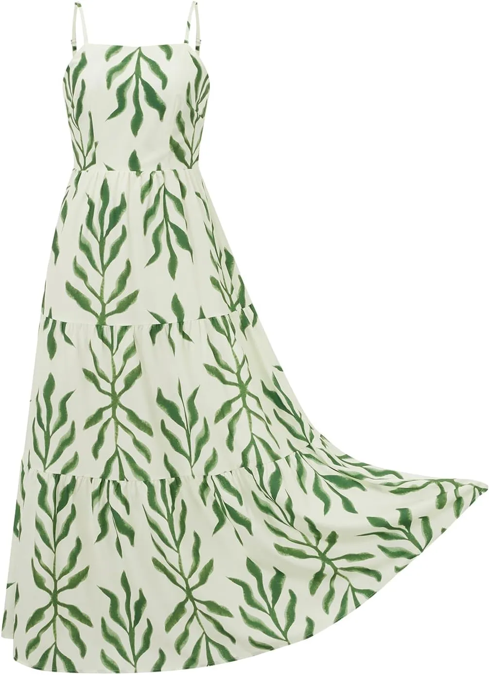 Women Bohemian Floral Maxi Dress Spaghetti Strap Backless Graphic Long Flowy Dress Summer Vacation Beach Sundress