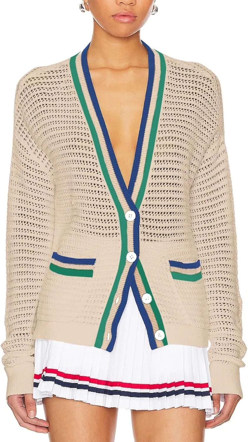 Women Crochet Lightweight Cardigan Cover Up Open Front Long Sleeve Summer Cardigans