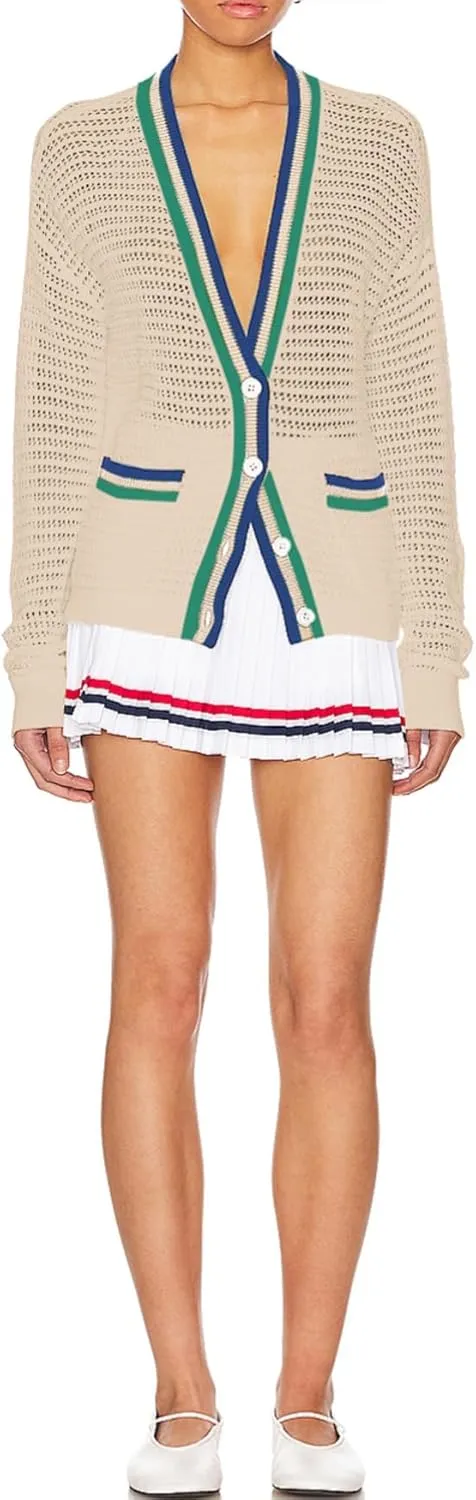 Women Crochet Lightweight Cardigan Cover Up Open Front Long Sleeve Summer Cardigans