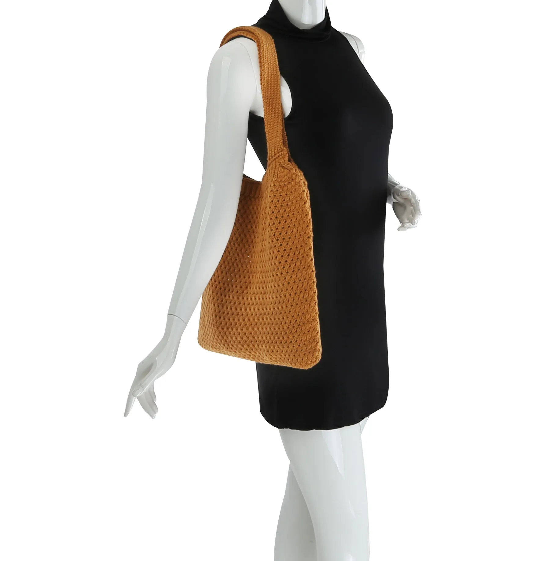 Women Crochet Shoulder Handbag Knitted Purse