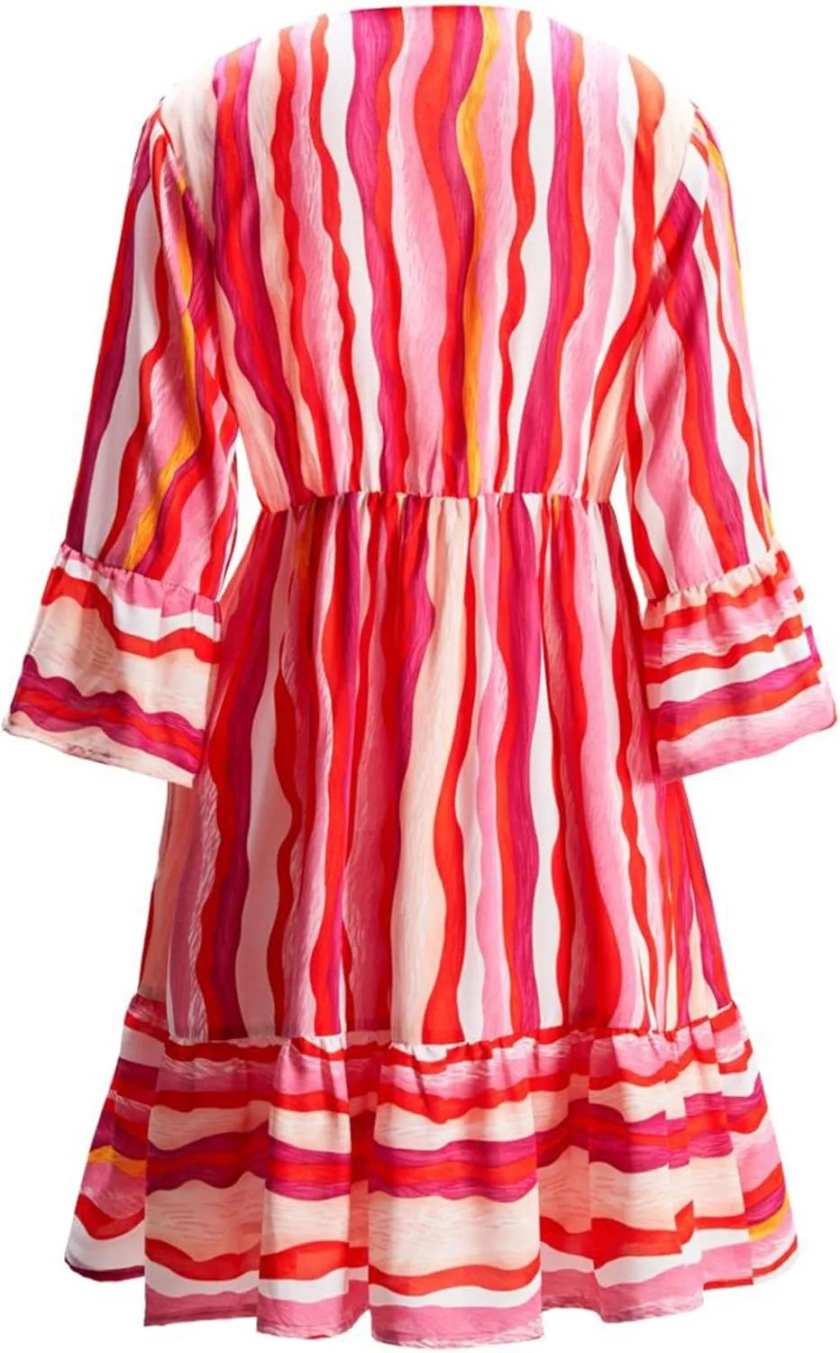 Womens 2023 Spring Summer Deep V Neck Ruffle Long Sleeve Floral Print Mini Dress