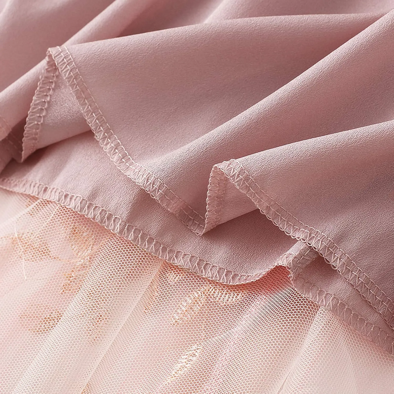 Women's 3D Floral Butterfly Embroidery Tulle Skirts Layered Elastic High Waist Tutu Midi Pleated Mesh A-Line Skirt