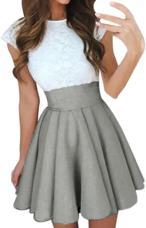 Women's A Line Midi Skirts Ruffle Solid Party Cocktail Mini Skirt Ladies Summer Skirt Pleated Skirts for Party