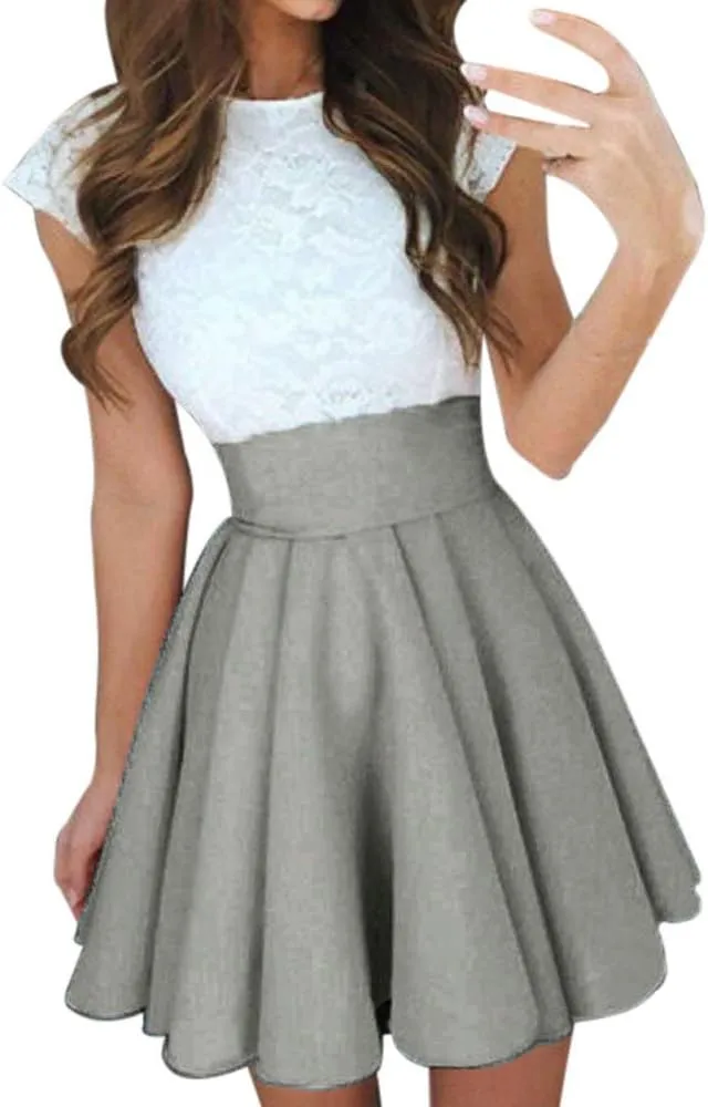 Women's A Line Midi Skirts Ruffle Solid Party Cocktail Mini Skirt Ladies Summer Skirt Pleated Skirts for Party