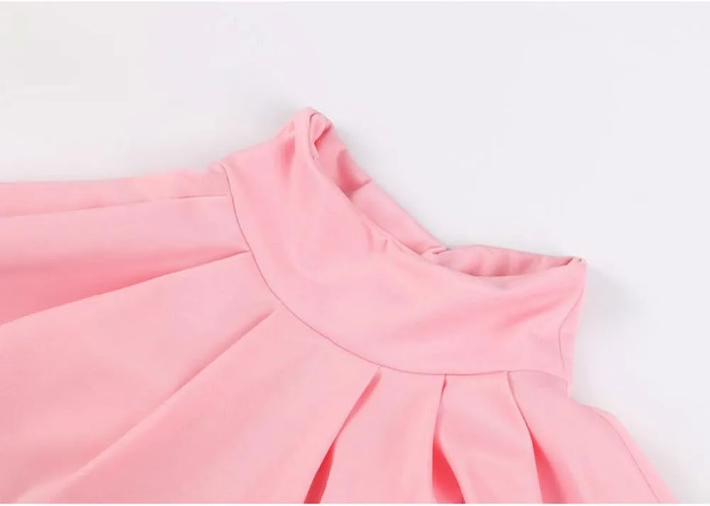 Women's A Line Midi Skirts Ruffle Solid Party Cocktail Mini Skirt Ladies Summer Skirt Pleated Skirts for Party