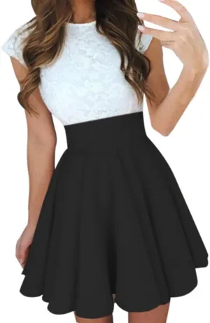 Women's A Line Midi Skirts Ruffle Solid Party Cocktail Mini Skirt Ladies Summer Skirt Pleated Skirts for Party