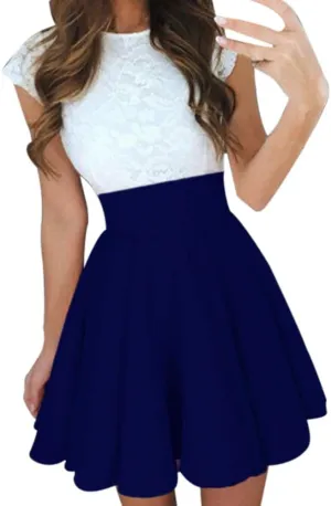 Women's A Line Midi Skirts Ruffle Solid Party Cocktail Mini Skirt Ladies Summer Skirt Pleated Skirts for Party