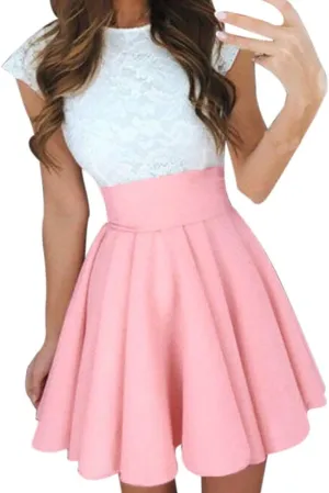 Women's A Line Midi Skirts Ruffle Solid Party Cocktail Mini Skirt Ladies Summer Skirt Pleated Skirts for Party