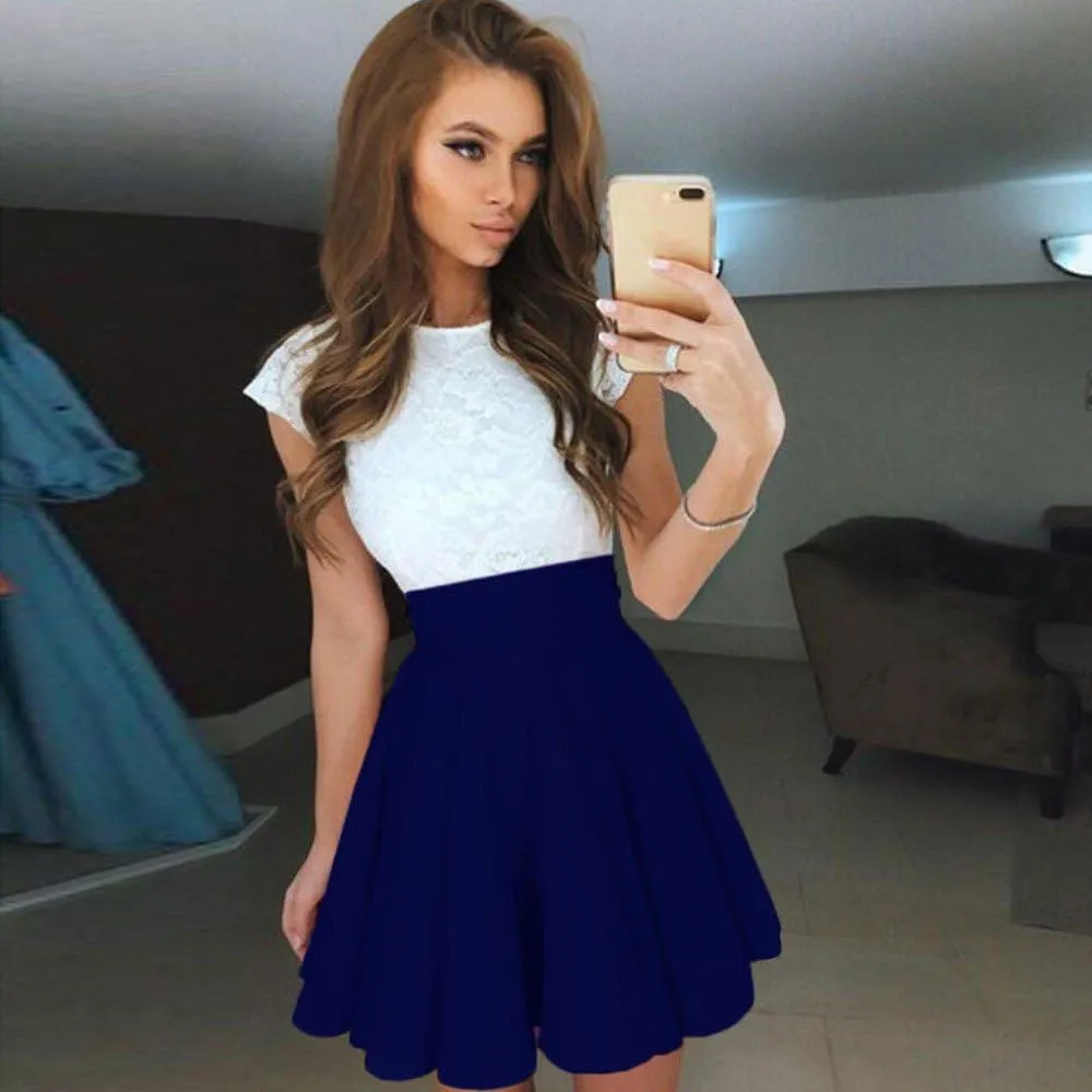 Women's A Line Midi Skirts Ruffle Solid Party Cocktail Mini Skirt Ladies Summer Skirt Pleated Skirts for Party