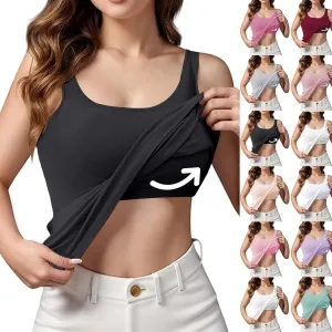 Women's Camisole with Built in Bra Shelf Padded Loose Fitting Tank Tops Spaghetti Strap Underwear Bottoming Shirts