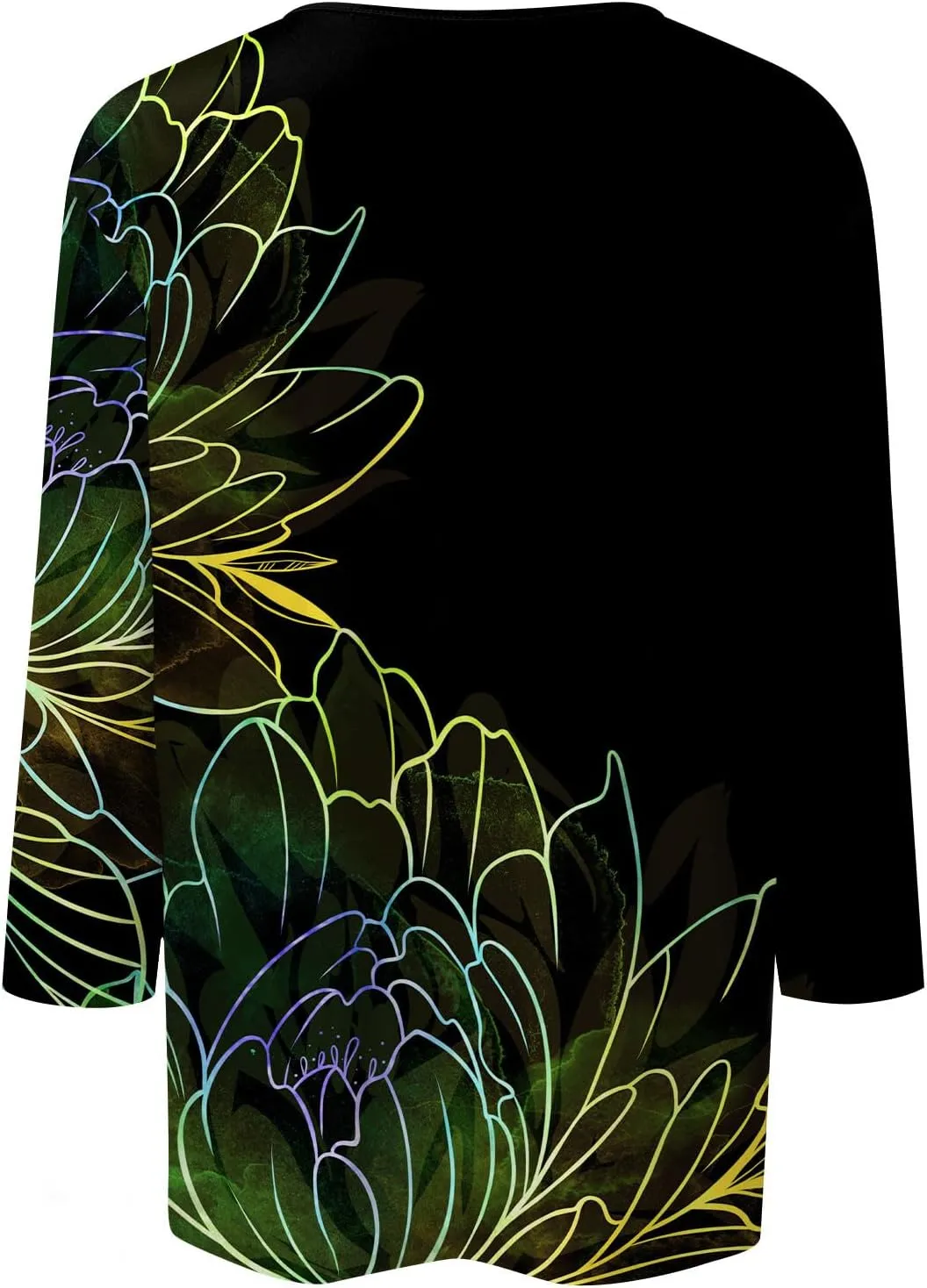 Women's Casual 3/4 Sleeve T-Shirts Round Neck Cute Tunic Tops Soft Y2k Streetwear Lightweight Painting Graphic Tees