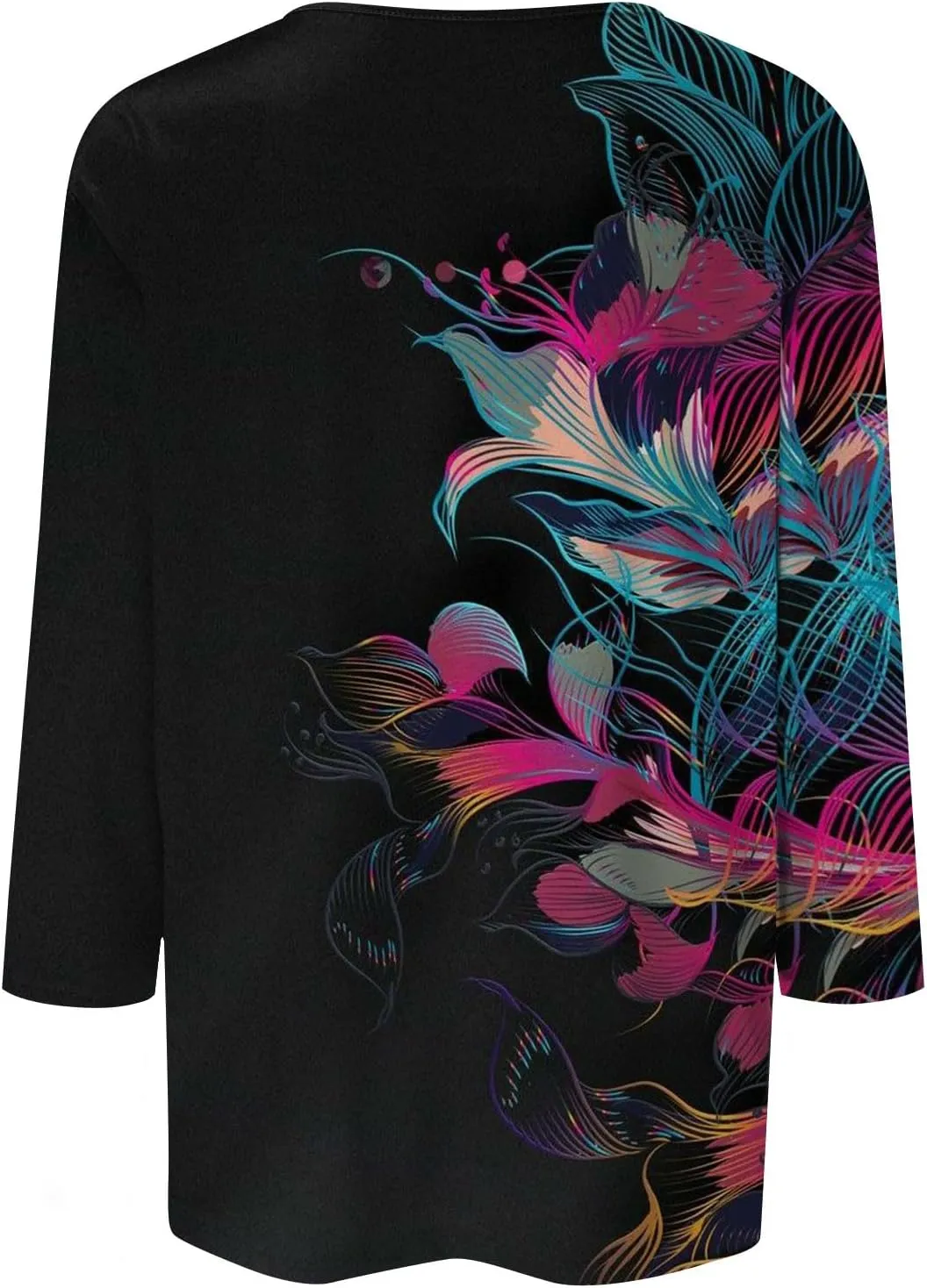 Women's Casual 3/4 Sleeve T-Shirts Round Neck Cute Tunic Tops Soft Y2k Streetwear Lightweight Painting Graphic Tees