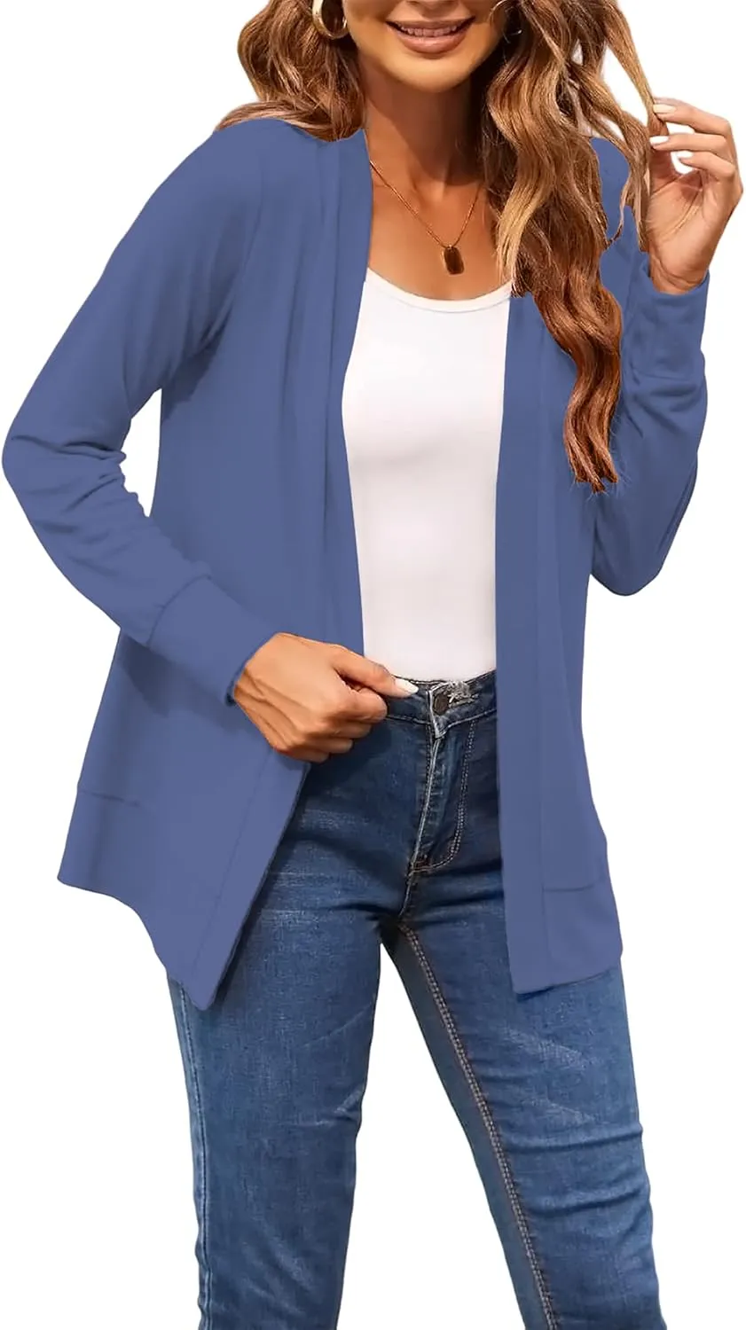 Womens Casual Lightweight Long Sleeve Cardigan Flowy Soft Open Front Knit Cardigan Sweaters