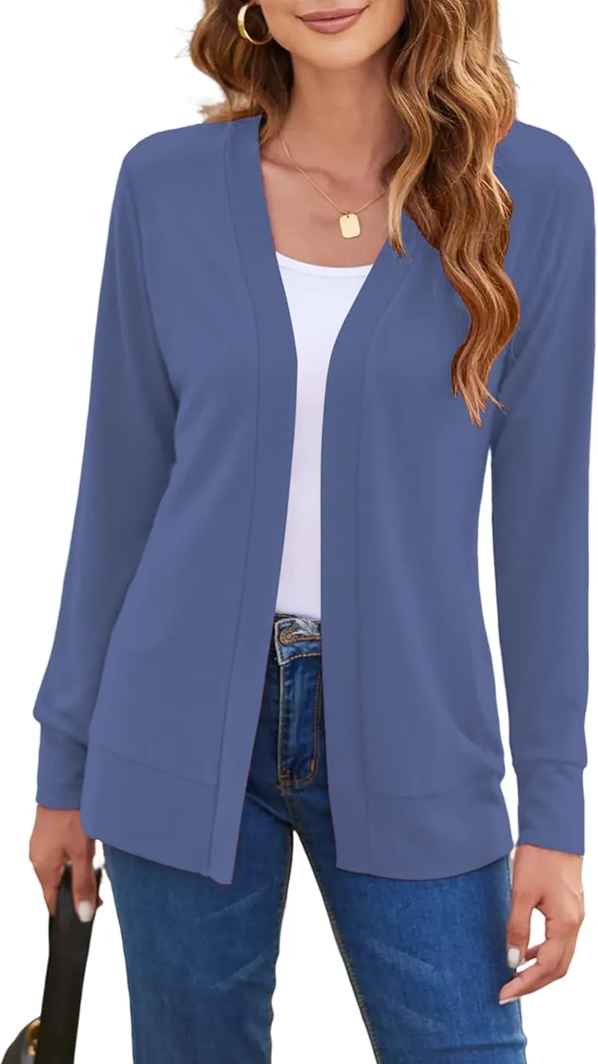 Womens Casual Lightweight Long Sleeve Cardigan Flowy Soft Open Front Knit Cardigan Sweaters