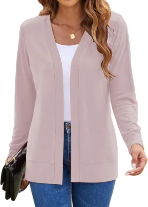 Womens Casual Lightweight Long Sleeve Cardigan Flowy Soft Open Front Knit Cardigan Sweaters