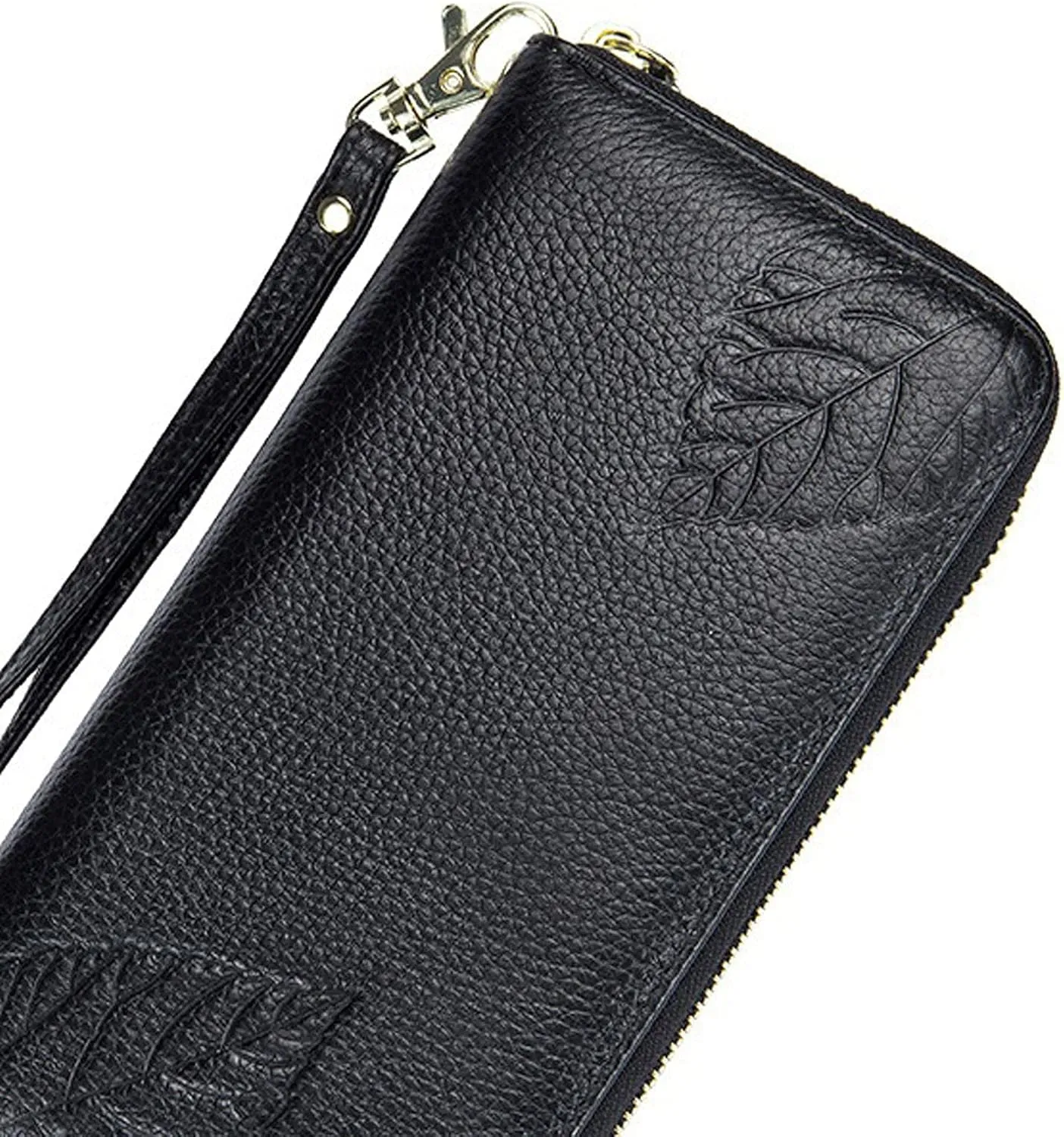 Womens Hand Wallet Ladies Calf Leather Long Zipper Wallet Large Capacity Multi-functional Cowhide Clutch Purse