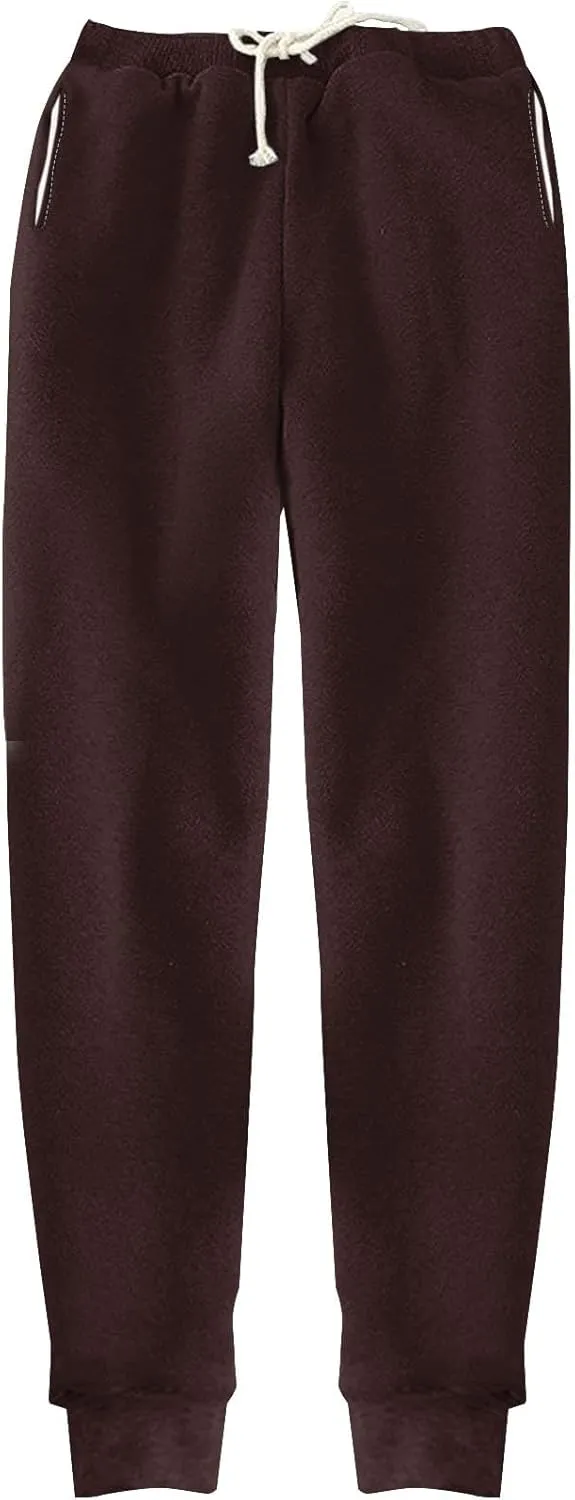 Womens High Waisted Sweatpants Trendy Straight Cuffed Leg Jogger Sport Pant Running Workout Drawstring Casual Trouser