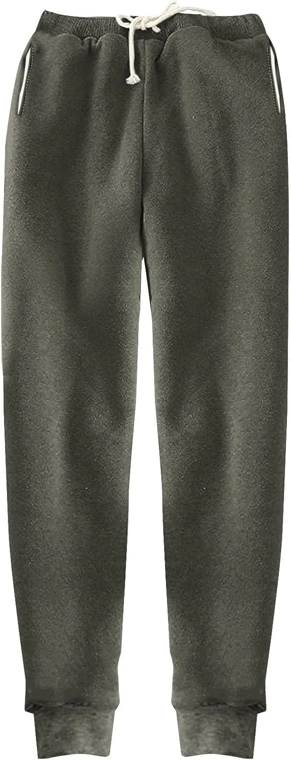Womens High Waisted Sweatpants Trendy Straight Cuffed Leg Jogger Sport Pant Running Workout Drawstring Casual Trouser