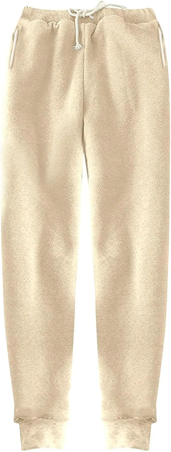 Womens High Waisted Sweatpants Trendy Straight Cuffed Leg Jogger Sport Pant Running Workout Drawstring Casual Trouser