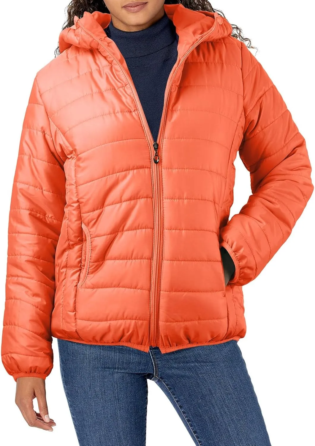Womens Lightweight Parkas Windproof Slim Fit Solid Long Sleeve Down Jacket Short Bomber Hooded Winter Puffer Jackets