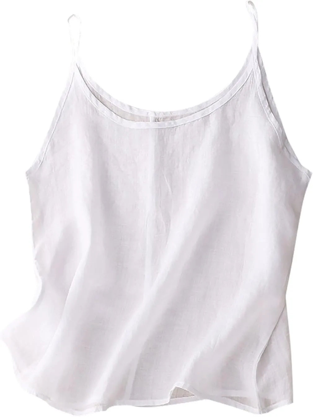 Womens Linen Tank Top Sleeveless Spaghetti Strap Top Casual Solid Color Tops Dressy Fashion Tops Summer Flowy Tank Top